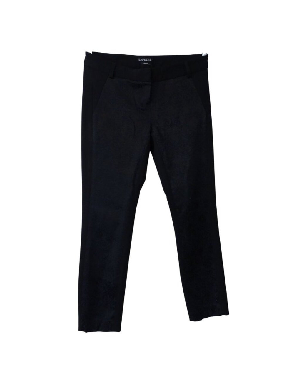 Express Columnist Black Paisley Jacquard Ankle Pants Women Size 2 Reg Slim Fit